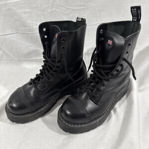Grinders Bulldog Womens US 9 Combat Boots Black Leather Steel Toe England